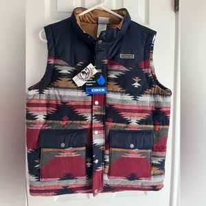 Cinch NWT Men's Aztec Quilted Vest Blue BOYS VEST